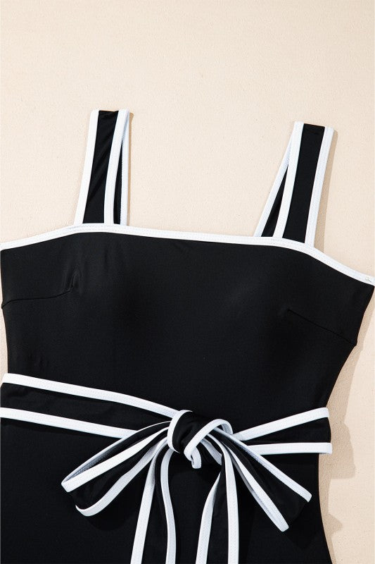 black and white bathing suit